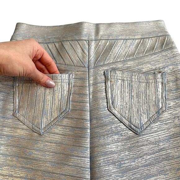 RETROFETE Trumpet Mermaid Skirt Blue Gold Metallic Pockets Zip Club Medium NEW - Picture 9 of 12